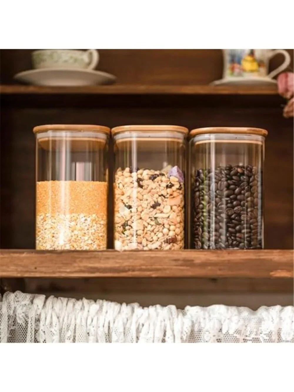 Glass Food Storage Jars 37 oz Set of 6,Glass Storage Containers Clear Glass